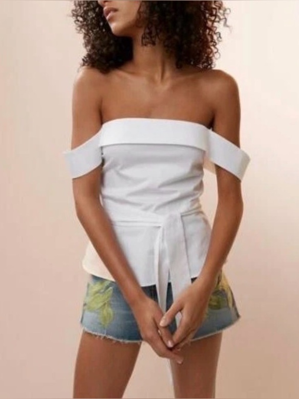 Express White Off-the-Shoulder Peplum Camisole